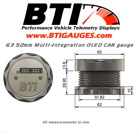 BTI CAN Gauge for Haltech, 52mm